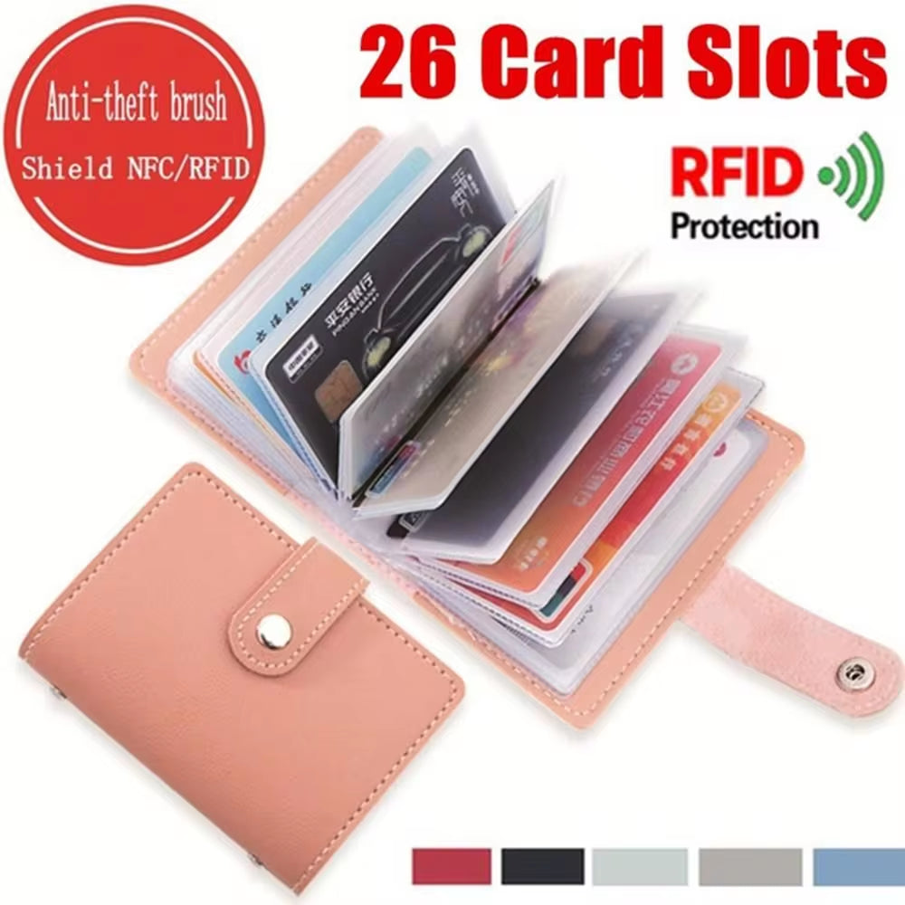 26 Card Slots RFID Blocking PU Leather Women Credit Card Wallet Fashion Cute Cards Holder Wallet for Cards Cardholder