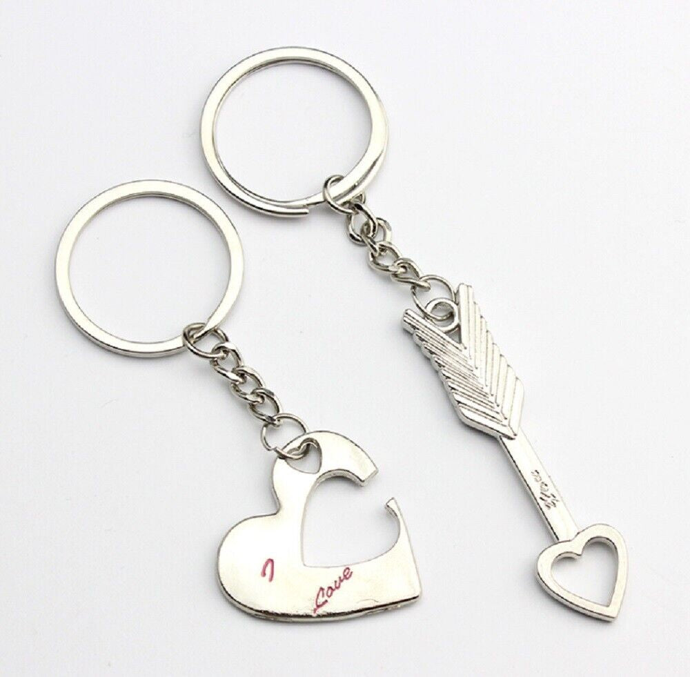 Romantic Couple Keychain Set - Heart Keyring, Valentine'S Day Gift, Love Keyfob