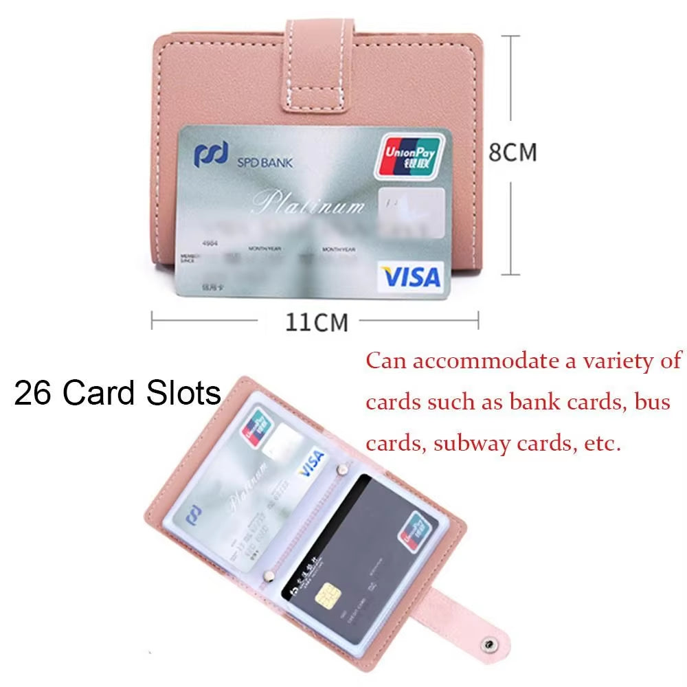 26 Card Slots RFID Blocking PU Leather Women Credit Card Wallet Fashion Cute Cards Holder Wallet for Cards Cardholder