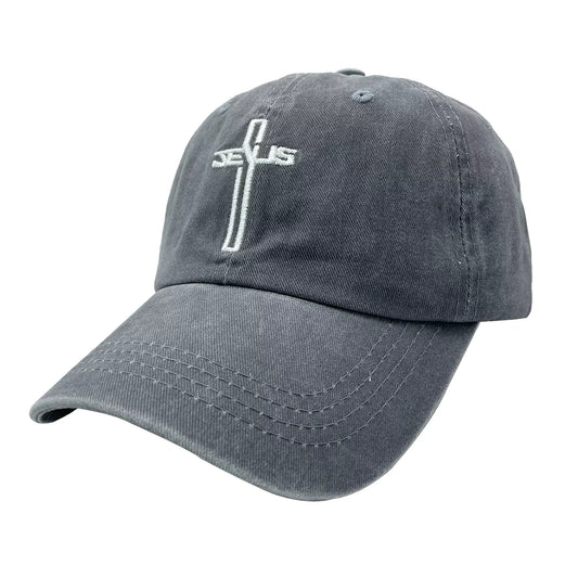 Embroidered Christian Jesus Cross Hat for Men Women, Vintage Washed Dad Hats Adjustable Baseball Cap