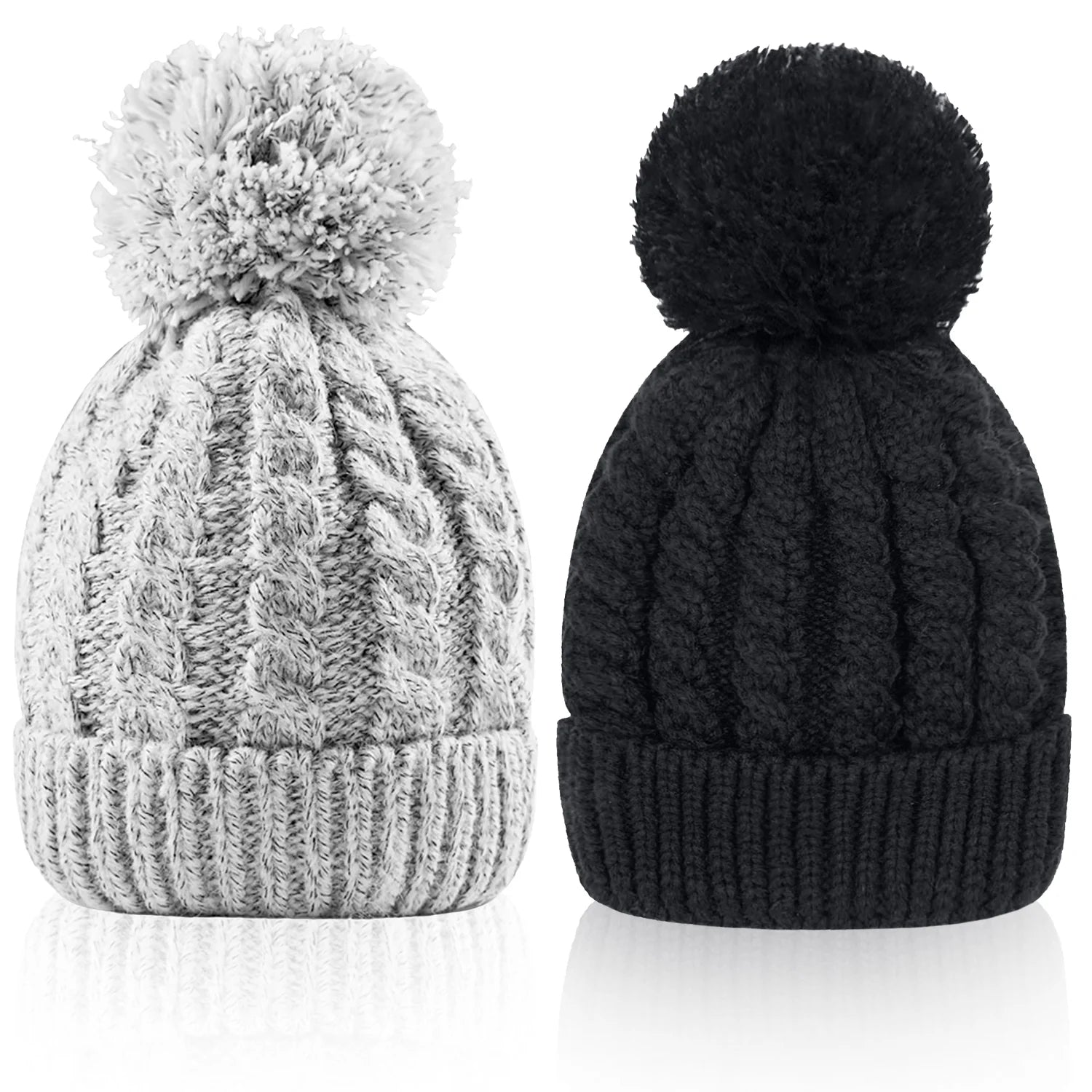 Women'S Winter Beanie Warm Lining - Thick Slouchy Cable Knit Skull Hat Ski Cap