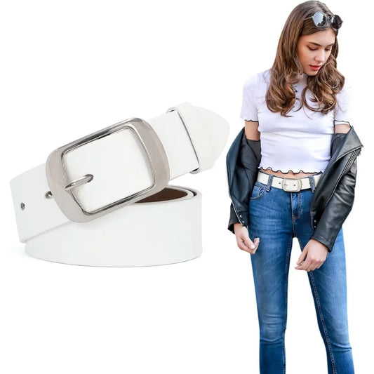 Women Leather Belts for Jeans Pants Ladies Black Belt